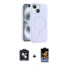 MARSİLYAN™- iPhone 14 Kılıf Yankı Form Serisi - Siyah Buffer Hayalet Cam Ekran Koruyucu + PVD Metal Kamera Lens - SH