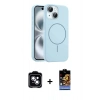 MARSİLYAN™- iPhone 14 Kılıf Yankı Form Serisi - Siyah Buffer Hayalet Cam Ekran Koruyucu + PVD Metal Kamera Lens - MI
