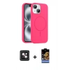 MARSİLYAN™- iPhone 14 Kılıf Yankı Form Serisi - Siyah Buffer Hayalet Cam Ekran Koruyucu + PVD Metal Kamera Lens - PE