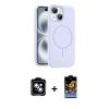 MARSİLYAN™- iPhone 14 Kılıf Yankı Form Serisi - Siyah Buffer Hayalet Cam Ekran Koruyucu + PVD Metal Kamera Lens - MI