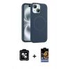 MARSİLYAN™- iPhone 14 Kılıf Yankı Form Serisi - Siyah Buffer Hayalet Cam Ekran Koruyucu + PVD Metal Kamera Lens - MI