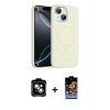 MARSİLYAN™- iPhone 14 Kılıf Yankı Form Serisi - Siyah Buffer Hayalet Cam Ekran Koruyucu + PVD Metal Kamera Lens - MI