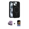 MARSİLYAN™- iPhone 14 Kılıf Yankı Form Serisi - Siyah Buffer Hayalet Cam Ekran Koruyucu + Raze Metal Kamera Lens - SH