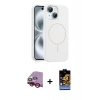 MARSİLYAN™- iPhone 14 Kılıf Yankı Form Serisi - Siyah Buffer Hayalet Cam Ekran Koruyucu + Raze Metal Kamera Lens - KI