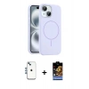 MARSİLYAN™- iPhone 14 Kılıf Yankı Form Serisi - Siyah Buffer Hayalet Cam Ekran Koruyucu + Shine Kamera Lens - MI