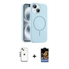 MARSİLYAN™- iPhone 14 Kılıf Yankı Form Serisi - Siyah Buffer Hayalet Cam Ekran Koruyucu + Shine Kamera Lens - GS