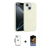 MARSİLYAN™- iPhone 14 Kılıf Yankı Form Serisi - Siyah Buffer Hayalet Cam Ekran Koruyucu + Shine Kamera Lens - MI