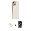 MARSİLYAN™- iPhone 14 Kılıf Yankı Serisi - Şeffaf 360 Full Body Arka Koruyucu + Diamond Kamera Lens - PE