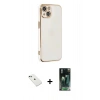 MARSİLYAN™- iPhone 14 Kılıf Yankı Serisi - Şeffaf 360 Full Body Arka Koruyucu + Diamond Kamera Lens - YL