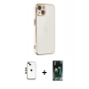 MARSİLYAN™- iPhone 14 Kılıf Yankı Serisi - Şeffaf 360 Full Body Arka Koruyucu + Shine Kamera Lens - GD