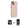 MARSİLYAN™- iPhone 14 Kılıf Yankı Serisi - Şeffaf 360 Full Body Arka Koruyucu + PVD Metal Kamera Lens - GS