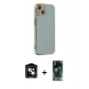 MARSİLYAN™- iPhone 14 Kılıf Yankı Serisi - Şeffaf 360 Full Body Arka Koruyucu + PVD Metal Kamera Lens - GS
