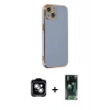 MARSİLYAN™- iPhone 14 Kılıf Yankı Serisi - Şeffaf 360 Full Body Arka Koruyucu + PVD Metal Kamera Lens - GS