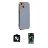 MARSİLYAN™- iPhone 14 Kılıf Yankı Serisi - Şeffaf 360 Full Body Arka Koruyucu + PVD Metal Kamera Lens - MI