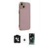 MARSİLYAN™- iPhone 14 Kılıf Yankı Serisi - Şeffaf 360 Full Body Arka Koruyucu + PVD Metal Kamera Lens - MI