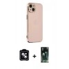 MARSİLYAN™- iPhone 14 Kılıf Yankı Serisi - Şeffaf 360 Full Body Arka Koruyucu + PVD Metal Kamera Lens - MI