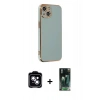 MARSİLYAN™- iPhone 14 Kılıf Yankı Serisi - Şeffaf 360 Full Body Arka Koruyucu + PVD Metal Kamera Lens - MI