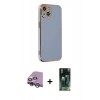 MARSİLYAN™- iPhone 14 Kılıf Yankı Serisi - Şeffaf 360 Full Body Arka Koruyucu + Raze Metal Kamera Lens - MR