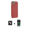 MARSİLYAN™- iPhone 14 Kılıf Yankı Serisi - Şeffaf 360 Full Body Arka Koruyucu + PVD Metal Kamera Lens - PE