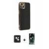 MARSİLYAN™- iPhone 14 Kılıf Yankı Serisi - Şeffaf 360 Full Body Arka Koruyucu + PVD Metal Kamera Lens - PE