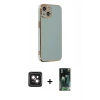 MARSİLYAN™- iPhone 14 Kılıf Yankı Serisi - Şeffaf 360 Full Body Arka Koruyucu + PVD Metal Kamera Lens - PE