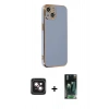 MARSİLYAN™- iPhone 14 Kılıf Yankı Serisi - Şeffaf 360 Full Body Arka Koruyucu + PVD Metal Kamera Lens - PE