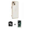 MARSİLYAN™- iPhone 14 Kılıf Yankı Serisi - Şeffaf 360 Full Body Arka Koruyucu + PVD Metal Kamera Lens - TU