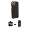 MARSİLYAN™- iPhone 14 Kılıf Yankı Serisi - Şeffaf 360 Full Body Arka Koruyucu + PVD Metal Kamera Lens - TU