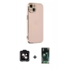 MARSİLYAN™- iPhone 14 Kılıf Yankı Serisi - Şeffaf 360 Full Body Arka Koruyucu + PVD Metal Kamera Lens - TU