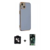 MARSİLYAN™- iPhone 14 Kılıf Yankı Serisi - Şeffaf 360 Full Body Arka Koruyucu + PVD Metal Kamera Lens - TU