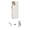 MARSİLYAN™- iPhone 14 Kılıf Yankı Serisi - Şeffaf Pasifik Cam Ekran Koruyucu + Diamond Kamera Lens - KI
