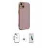 MARSİLYAN™- iPhone 14 Kılıf Yankı Serisi - Şeffaf Pasifik Cam Ekran Koruyucu + Shine Kamera Lens - GI