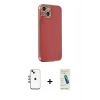 MARSİLYAN™- iPhone 14 Kılıf Yankı Serisi - Şeffaf Pasifik Cam Ekran Koruyucu + Shine Kamera Lens - GI