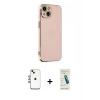 MARSİLYAN™- iPhone 14 Kılıf Yankı Serisi - Şeffaf Pasifik Cam Ekran Koruyucu + Shine Kamera Lens - GI