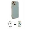 MARSİLYAN™- iPhone 14 Kılıf Yankı Serisi - Şeffaf Pasifik Cam Ekran Koruyucu + Shine Kamera Lens - GS
