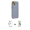 MARSİLYAN™- iPhone 14 Kılıf Yankı Serisi - Şeffaf Pasifik Cam Ekran Koruyucu + Shine Kamera Lens - GS
