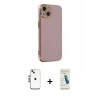 MARSİLYAN™- iPhone 14 Kılıf Yankı Serisi - Şeffaf Pasifik Cam Ekran Koruyucu + Shine Kamera Lens - GS