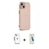 MARSİLYAN™- iPhone 14 Kılıf Yankı Serisi - Şeffaf Pasifik Cam Ekran Koruyucu + Shine Kamera Lens - GS