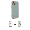 MARSİLYAN™- iPhone 14 Kılıf Yankı Serisi - Şeffaf Pasifik Cam Ekran Koruyucu + Shine Kamera Lens - KI