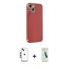 MARSİLYAN™- iPhone 14 Kılıf Yankı Serisi - Şeffaf Pasifik Cam Ekran Koruyucu + Shine Kamera Lens - KI