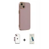 MARSİLYAN™- iPhone 14 Kılıf Yankı Serisi - Şeffaf Pasifik Cam Ekran Koruyucu + Shine Kamera Lens - KI