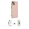 MARSİLYAN™- iPhone 14 Kılıf Yankı Serisi - Şeffaf Pasifik Cam Ekran Koruyucu + Shine Kamera Lens - KI