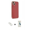MARSİLYAN™- iPhone 14 Kılıf Yankı Serisi - Şeffaf Pasifik Cam Ekran Koruyucu + Diamond Kamera Lens - PE