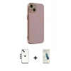 MARSİLYAN™- iPhone 14 Kılıf Yankı Serisi - Şeffaf Pasifik Cam Ekran Koruyucu + Shine Kamera Lens - GD