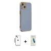 MARSİLYAN™- iPhone 14 Kılıf Yankı Serisi - Şeffaf Pasifik Cam Ekran Koruyucu + Shine Kamera Lens - GI