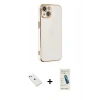 MARSİLYAN™- iPhone 14 Kılıf Yankı Serisi - Şeffaf Pasifik Cam Ekran Koruyucu + Diamond Kamera Lens - SABE