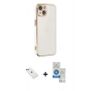 MARSİLYAN™- iPhone 14 Kılıf Yankı Serisi - Şeffaf Royal Nano Ekran Koruyucu + Diamond Kamera Lens - KI
