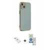 MARSİLYAN™- iPhone 14 Kılıf Yankı Serisi - Şeffaf Royal Nano Ekran Koruyucu + Diamond Kamera Lens - KI