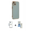 MARSİLYAN™- iPhone 14 Kılıf Yankı Serisi - Şeffaf Royal Nano Ekran Koruyucu + Shine Kamera Lens - MI