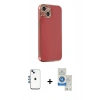 MARSİLYAN™- iPhone 14 Kılıf Yankı Serisi - Şeffaf Royal Nano Ekran Koruyucu + Shine Kamera Lens - MI